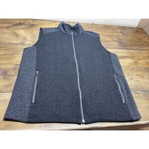 Overland Amerigo Mens L Italian Wool Blend Fleece Vest Gray Full Zip